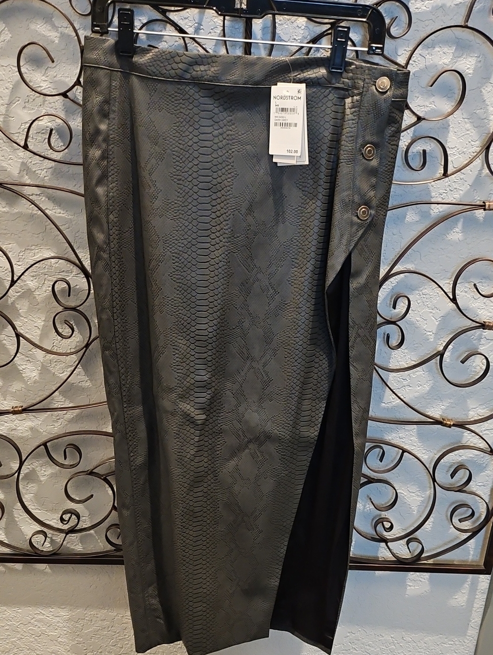 Women's Black Faux-Snakeskin Skirt